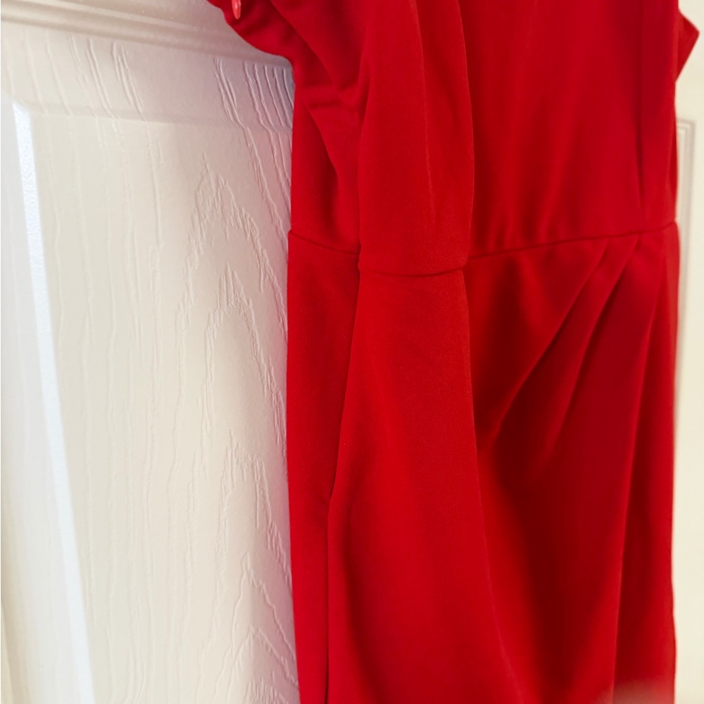 Red V-Neck Wrap-Front Mini Dress - Picture 3 of 4